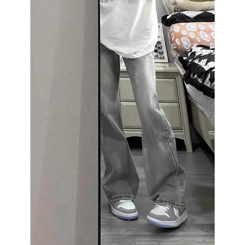 Cleanfit Smoke Gray Soft Jeans Men's Autumn American Slim Fit Stretch Straight-Leg Pants Leg-Lengthening Bootcut Pants