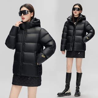 鹅绒羽绒服女士2025年冬季短款加厚保暖外套短款羽绒服小个子女