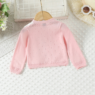 Baby Air-Conditioning Shirt 2025 Girls Knitted Cardigan Newborn Baby Outwear Princess Sweater Shawl Spring and Summer Thin Style