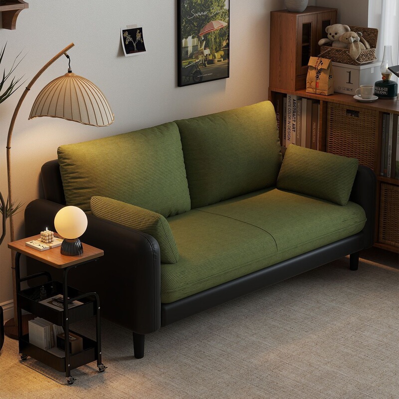 Two-Seater Vintage Sofa for Rental, Economical Apartment Fabric Sofa, Small Apartment Living Room Homestay Integrated Sofa