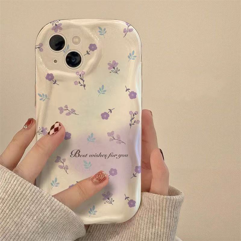 Purple Flower Love Adecuado para iPhone 16pro funda para teléfono móvil Apple 15 anti-caída 14 Japón y Corea del Sur 13promax nuevo 12x