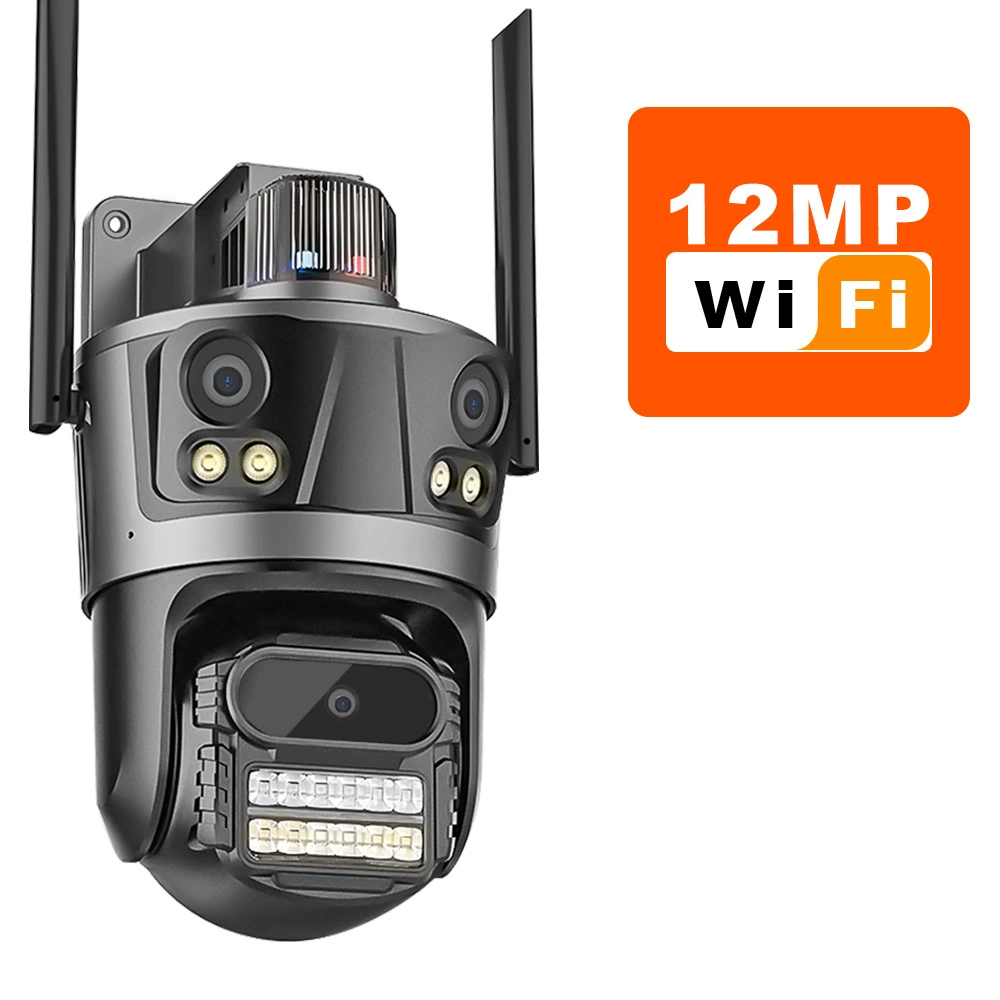 P12 трехкратный wifi три-экранного пистолетного шарика 4K 8MP высокое разрешение двойная камера AI автоматическое отслеживание мониторинг полицейский свет газета