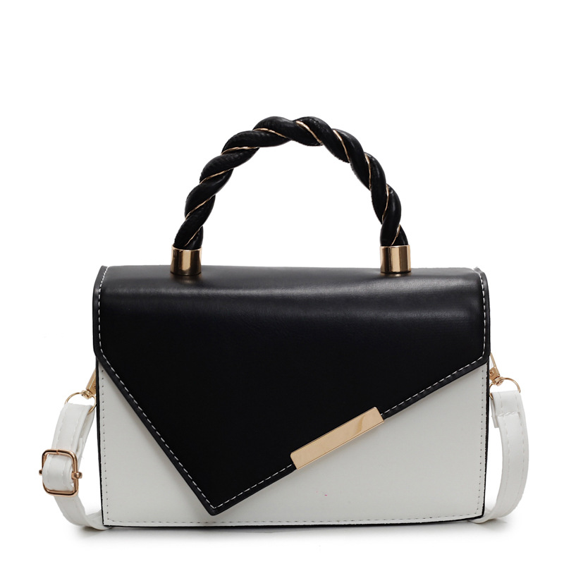 时尚质感拼色新款2025撞色夏季休闲简约洋气斜挎手提小方包包女