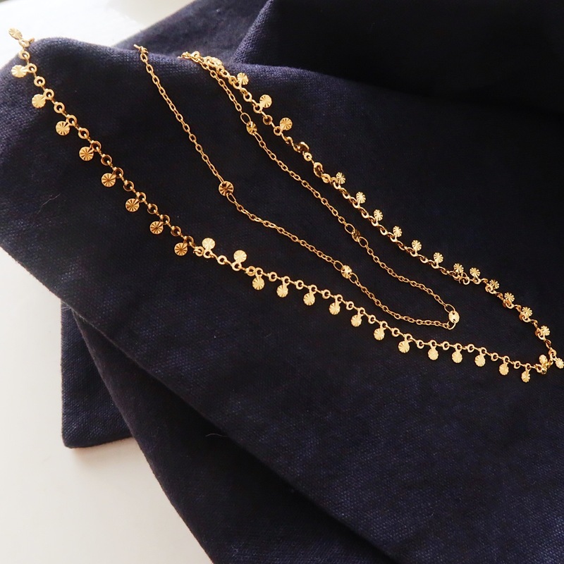 Handmade Necklace Sequin Stainless Steel Non-Fading Embossed Clavicle Chain Tassel Disc Exquisite Gift Amazon Supply