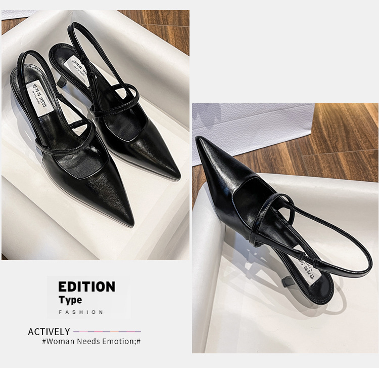 European and American Pointed Women's Summer Fashion is Simple and Slimming, with Slim Heels and Sandals. Versatile High Heels_voghion.com