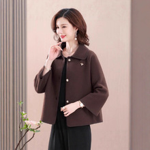 2025新款妈妈装洋气毛呢短外套女中老年高档时尚宽松秋装毛呢外套
