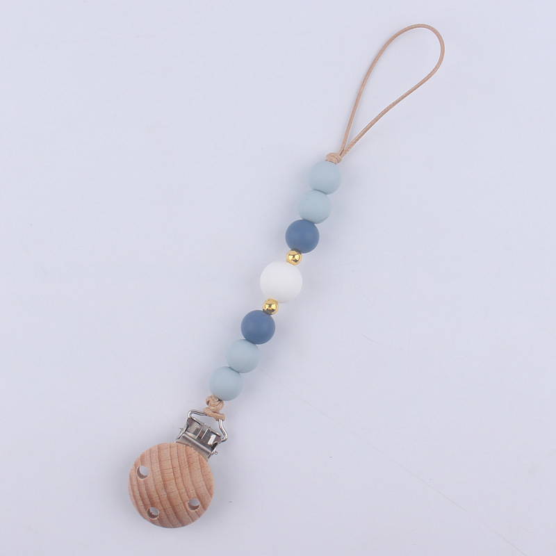 Nuevos suministros para bebés Beech clip calmante bebé DIY cuentas de silicona mordedura molar Cadena de pezón cadena anti-caída