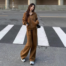 慵懒风秋季套装高端女装2025新款显瘦时尚休闲运动连帽卫衣两件套