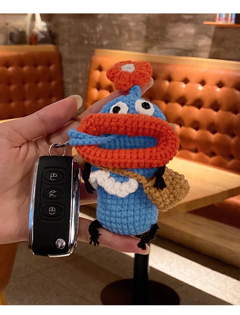 Key Bag Pull-out Electric Car Key Wool Case Keychain Protective Case Key Bag Women's Cute Storage Hand