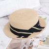 Huaqiao spring and summer new leisure versatile striped sticker fine grass hat ladies shade short eaves flat -top small hat