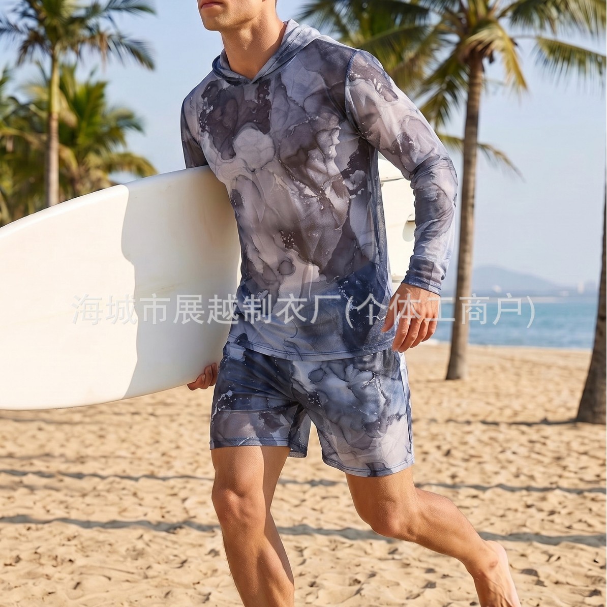 Russian men's high-elasticity breathable long-sleeve swimsuit with mesh, quick-drying and sun-protective features