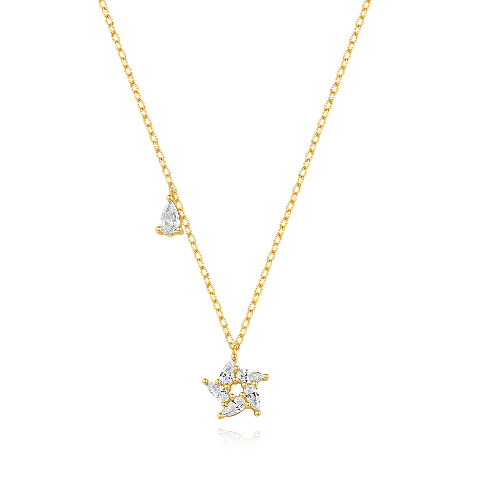 S925 Sterling Silver Water Drop Zircon Vortex Spray Creative Bracelet And Necklace Set   Diamond-Embedded Elegant Jewelry display picture 7