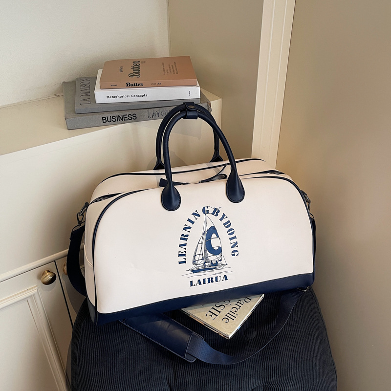 Bolsa de béisbol portátil americana retro bolsa de moda impresa bolsa de equipaje de color extranjero sensación cotidiana de hombro concha bolsa de viaje image 4