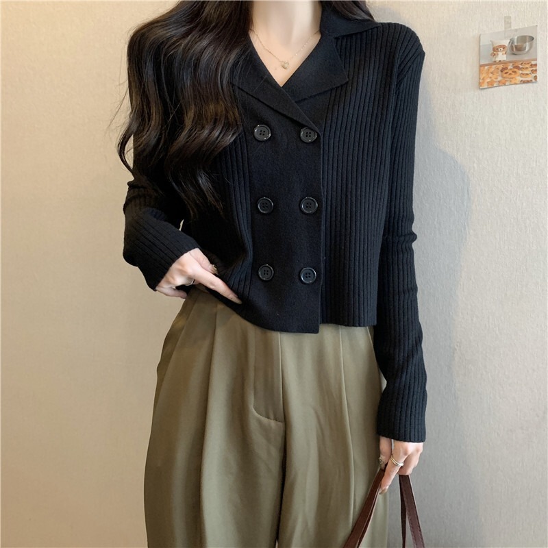 3939 # Plus Size Asymmetrical Polo Collar Bottoming Shirt for Women in Autum Fat Girls Slimming Look Short Knitted Top Sweater 3939 # Plus Size Asymmetrical Polo Collar Bottoming Shirt for Women in Autum Fat Girls Slimming Look Short Knitted Top Sweater