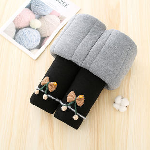 Winter Three-Layer Cotton Padded One-Wintering Thickened Bottoming Cotton Pants Girl Baby's Western Style All-Match Internet Celebrant Casual Pants
