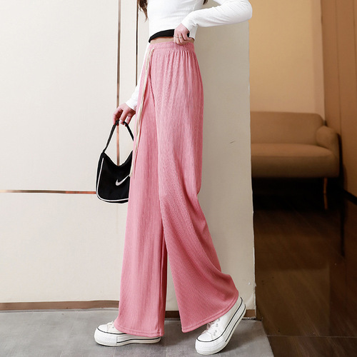 Women's High-Waist Wide-Leg Straight Leg Loose Drop-In Pants with Serpent Bone Pattern Casual Ground-Length Trousers