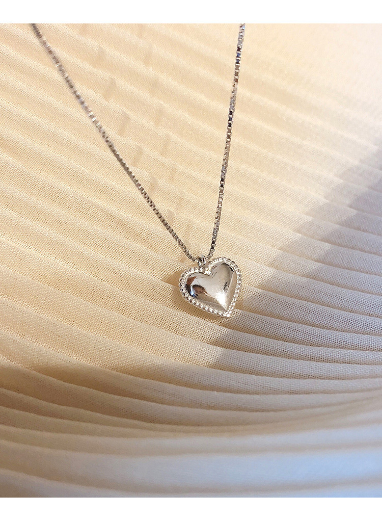 925 Sterling Silver Pendant Material 925 Sterling Silver Box Chain Heart Shape Pendant Necklace
