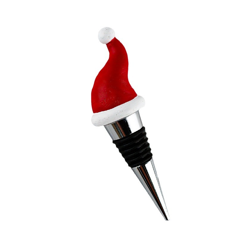 European and American Party Christmas Decoration Wine Stopper Zinc Alloy Resin Christmas Hat Creative Wine Stopper