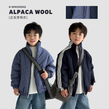 童装男童两面穿夹棉外套2025冬季新款儿童衣服大童秋冬保暖上衣潮