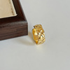 Classic fashionable golden ring for beloved stainless steel, European style, internet celebrity, on index finger