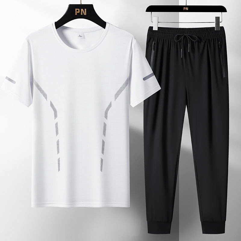 2024 verano ropa de hombre hielo deportivo conjunto casual hombre rápido secado conjunto de tres piezas fresco conjunto transpirable al por mayor