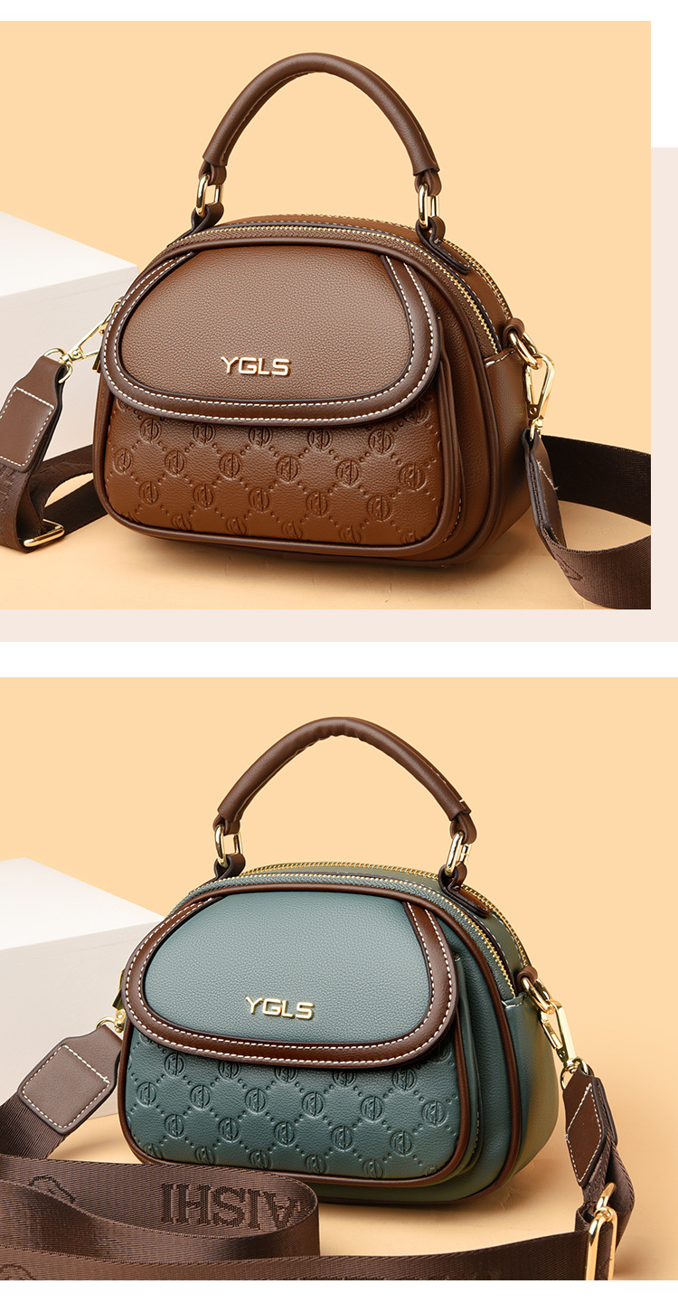 Women's Bag 2023 New Women's Bag Color Contrast Crossbody Bag Multi Layered Single Shoulder Bag Small Bag Autumn/Winter Handbag Genuine Leather Bags_voghion.com