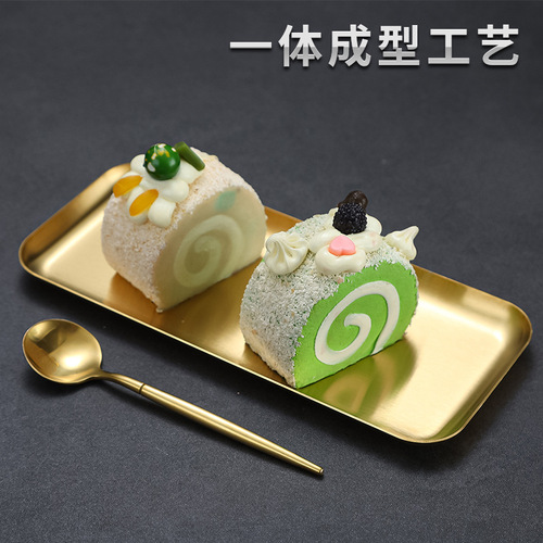 Korean stainless steel rectangular plate barbecue plate hot pot dish plate cafe tray barbecue plate sushi plate fruit plate