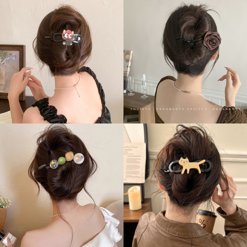 高级感后脑勺女生发量少扭扭夹高端蝴蝶结轻奢卡通发夹女百搭发卡|undefined