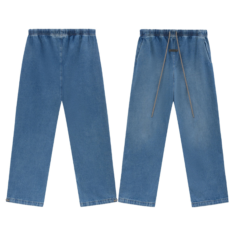 High Street ESSENTIALS FOG Pantalones vaqueros con cordón recto con correa elástica Lavado y pantalones casuales sueltos