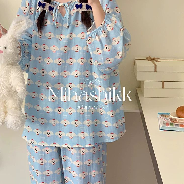 棉绸睡衣家居服慵懒国风睡衣女夏季圆领空调服百搭|undefined