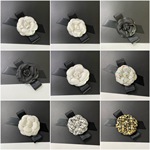 花山茶花胸花丝带发饰蝴蝶结真丝布花发夹织带款珍珠头饰清新风