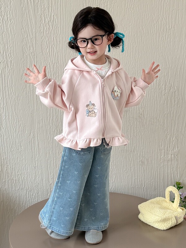 奶油外套春秋季2025新款小女孩宝宝秋款小童连帽上衣儿童秋装衣服|undefined