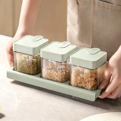 Kitchen Salt Seasoning Bottle Storage Box Set Combines Home Use Bottle and JarMSG Pepper Condiments Glass Salt Jar