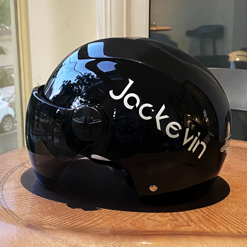 Universal Electric Vehicle Summer Sunscreen Half Helmet - Universal (Auto Parts and Accessories) - one-size-806jocke-letter-black-with-transparent-short-visor
