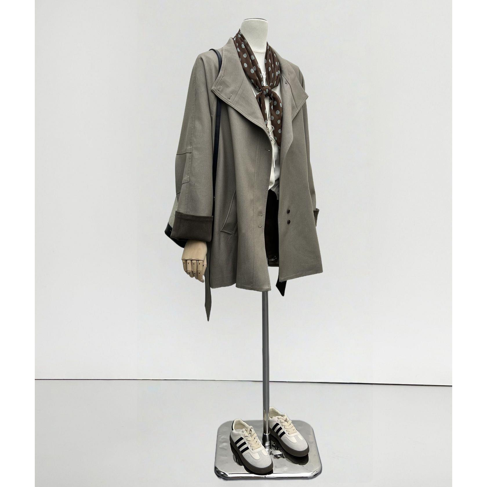 Retro Design Slim Windbreaker for Women 2025 Season New Versatile Stand-Up Collar Lace-Up Slim Jacket