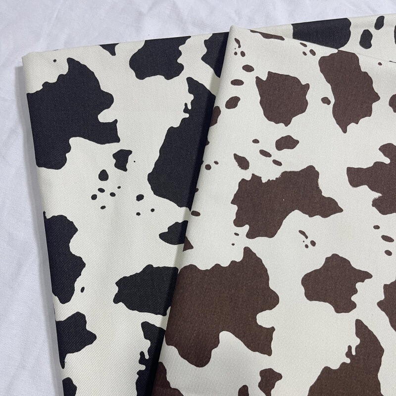 ins风奶牛纯棉布料牛仔印花布料 DIY手工衣服服装斜纹面料|undefined