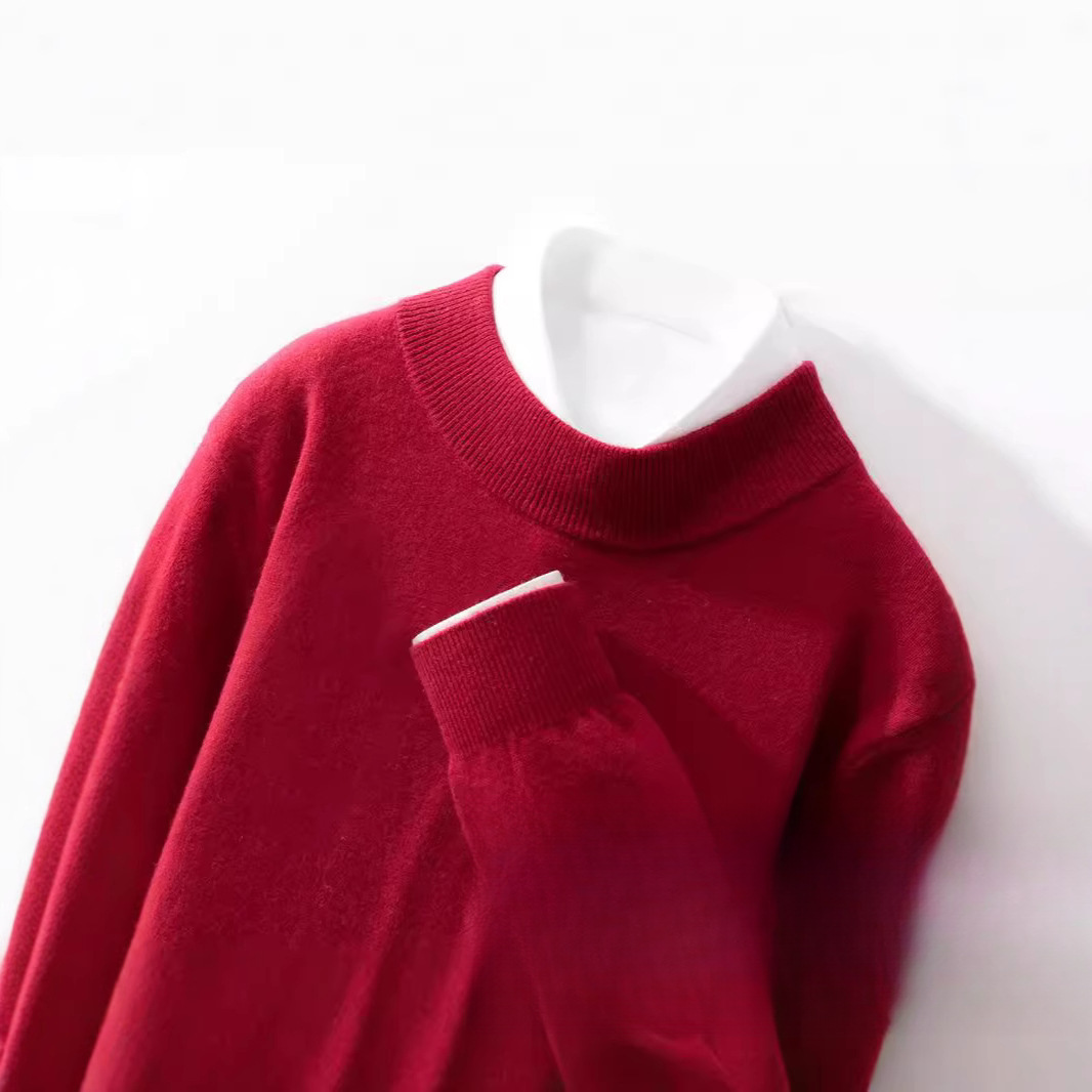 가을과 겨울 새로운 울 스웨터 남자 하프 하이 칼라 스웨터 솔리드 컬러 슬림 핏 풀오버 울 스웨터 비즈니스 남성 울 QH