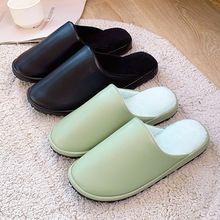 新款日式羊皮拖鞋冬季保暖男女式情侶家居家用室內防滑防水棉拖鞋