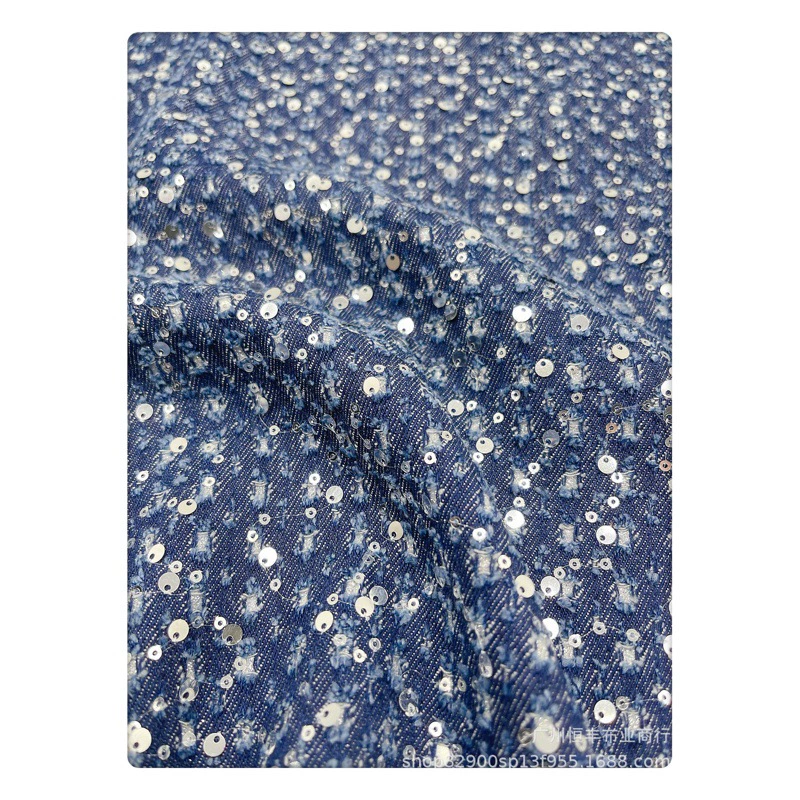 Блестки джинсовая выстиранная вышитая ткань толстые брюки пальто юбка сумки обувь дизайнерская ткань оптом