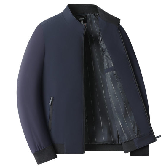 Middle-aged Men's Coat Collar Jacket Spring and Autumn Middle-aged and Elderly Upper Clothes Thin Dad Clothes Grandpa Jacket