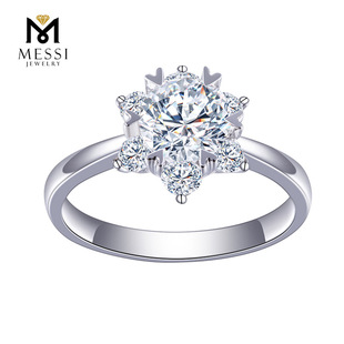 Cultivated Diamond Factory Customized Artificial Hpht Artificial Cvd Loose Diamond Inlaid 18K White Gold Fashionable Wedding Ring for Women
