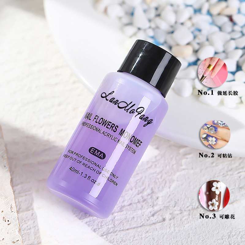 Cross-Border Supply of Manicure Crystal Liquid 40ml Purple Crystal Powder Curing Liquid Crystal Nail Solution Carving Powder Solution