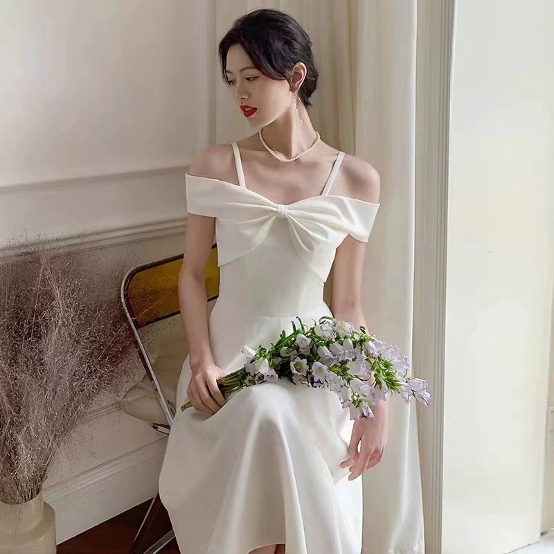 Белое вечернее платье, летняя юбка, французский стиль, утягивающий эффект