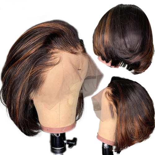 Front Lace Wig Human Hair Xuchang Short Bob Cross-border Human Hair European and American African Wig Full Head Cover Wig