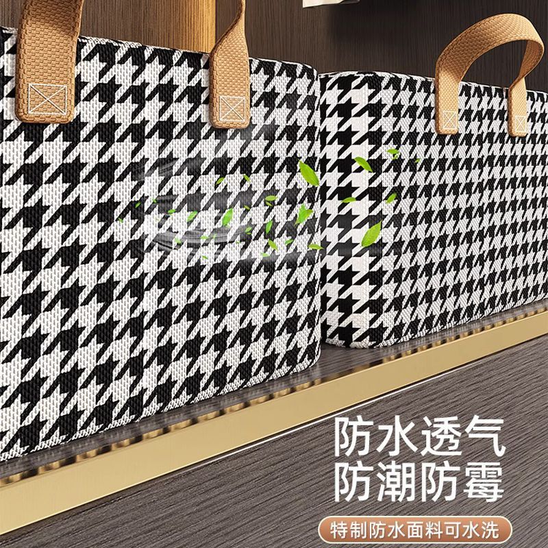 Caja de almacenamiento de ropa plegable de tela con diseño de pata de gallo para uso doméstico en el dormitorio, organizador de armario.