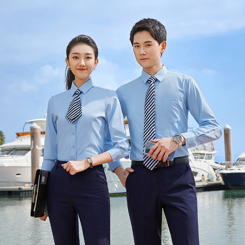 银行保险房产工作制服男女同款商务正装斜纹衬衫办公室面试职业装