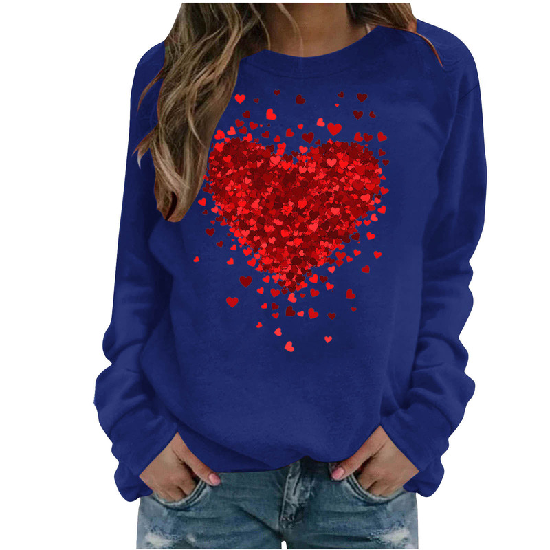 2025 European and American Christmas Christmas Snow Flower Printed Long Sleeve Top Women's Casual Hoodless Sweat