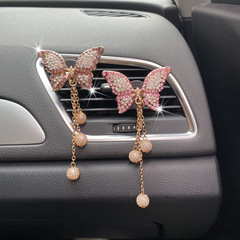 Butterfly and Pearl Car Air Freshener with Swarovski Crystal Accents