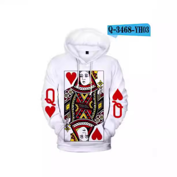 Playing Card Print Hat Set for Men and Women, King and Queen Hat Sweater for Men and Women, Harajuku Fun