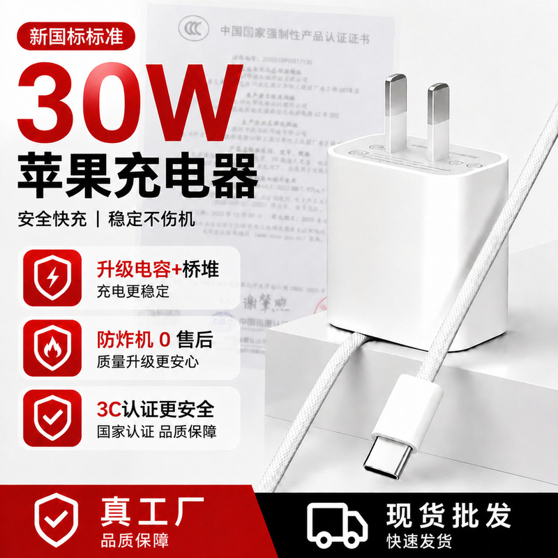 Compatible with Apple charger 30W fast charging head iPhone17 charging set 15pro Apple phone charger Compatible with Apple charger 30W fast charging head iPhone17 charging set 15pro Apple phone charger